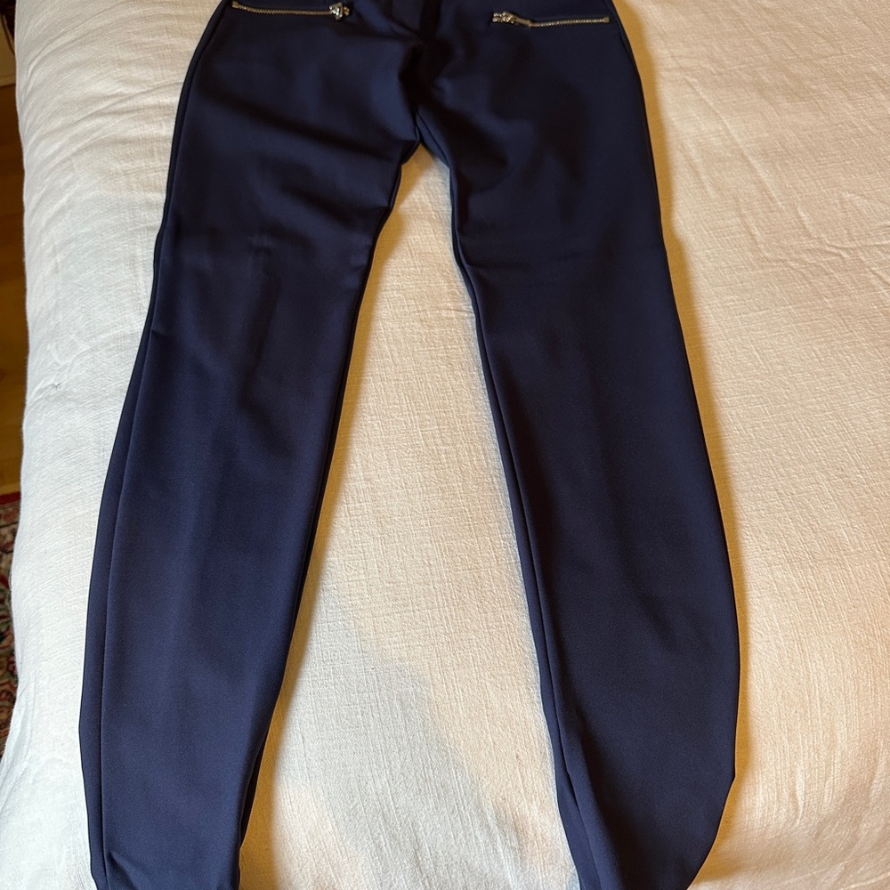 Navy Blue Pants with Zipper Accents